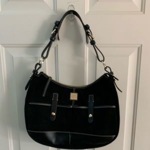 Auth. Black Suede Dooney & Bourke Shoulder bag.